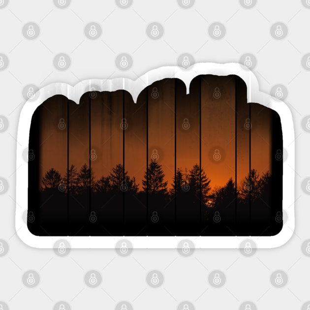 Trees Are The Cure - Sunset Silhouette Sticker by BlackGrain